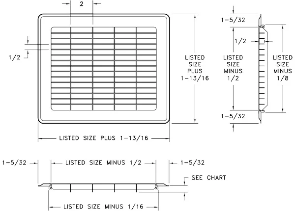 24x22 X36x22 Heavy Gauge Steel Floor Grille