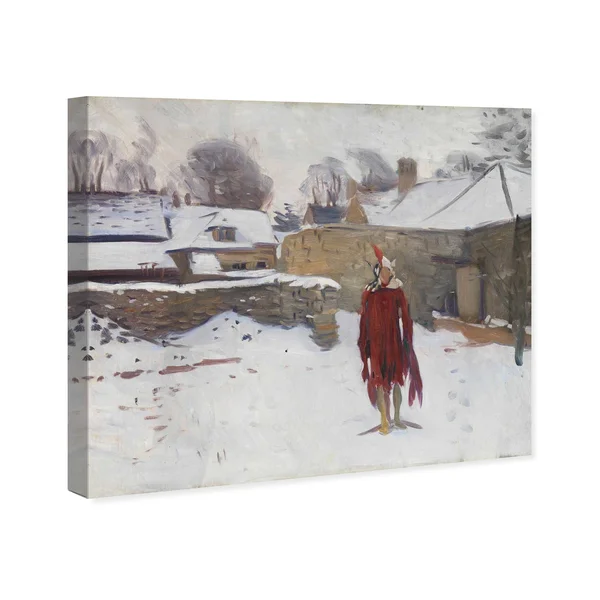 Runway Avenue Holiday and Seasonal Wall Art Canvas Prints 'Mannikin in The Snow' Seasons - Brown, White, Size: 24 x 20