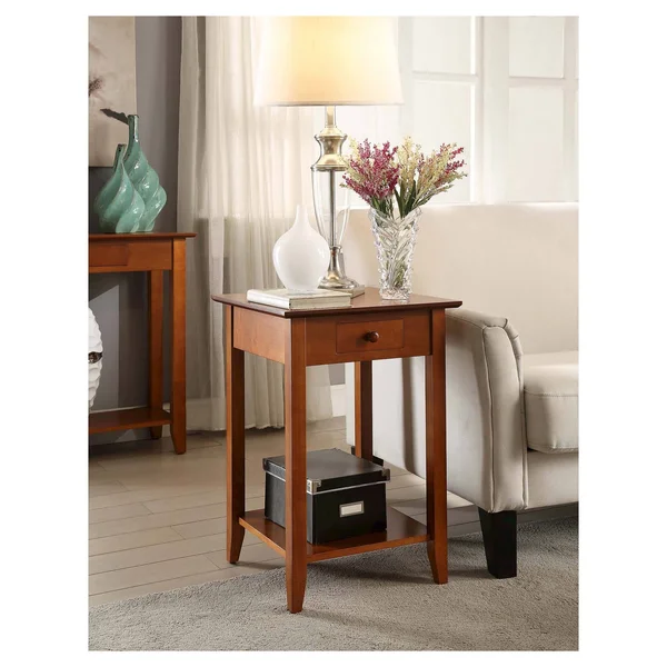 American Heritage End Table with Drawer/Shelf Cherry - Breighton Home