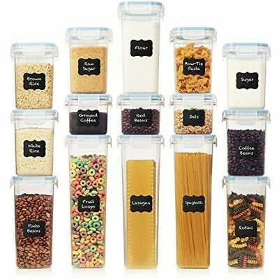 Large Set of 30pc Airtight Food Storage Containers (15 Container Set) - Amsha Kitchen & Pantry Organization - BPA-Free Plast