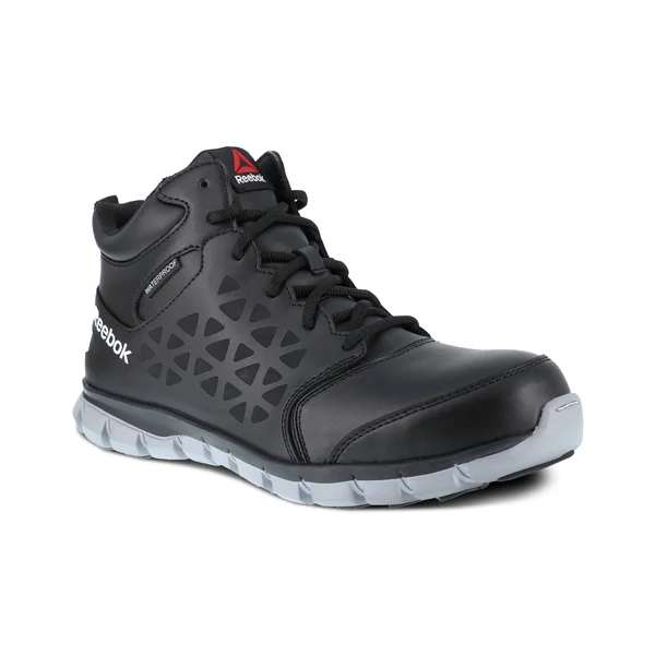 Reebok Sublite Cushion Work Mid Composite Toe Waterproof - Men's Black