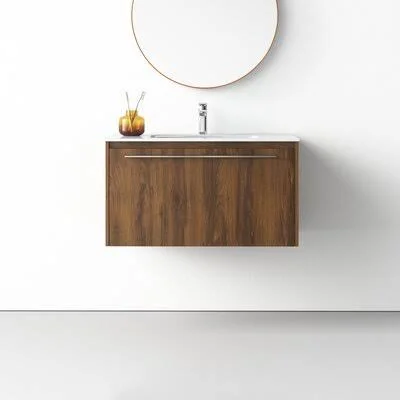Darcy 36x22 Wall-Mounted Single Bathroom Vanity Set AllModern Base Finish: Walnut Brown