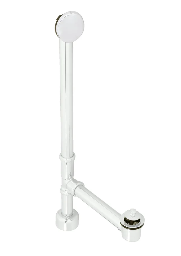 Westbrass D3221HK-50 Illusionary Polished Chrome Twist and Close Bath Waste with No-Hole Overflow - 22x22 Make-Up, 17 Ga.