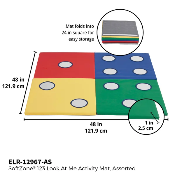 Ecr4kids Softzone 123 Look at Me Activity Play Mat, Colorful Soft Toddler Tummy Time Foam Mat, Baby Play Mat with Sensory Counti