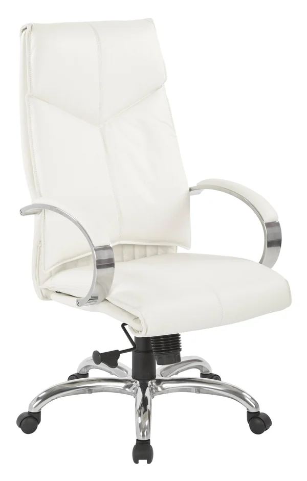 Office Star Deluxe High Back White Executive Leather Chair 7270