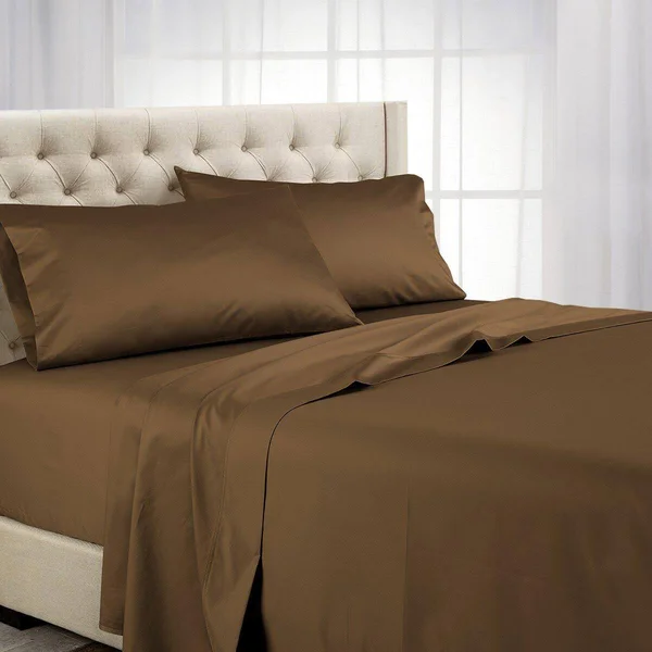1200 Thread Count Bed Sheets Luxury 100% Cotton Queen - Taupe