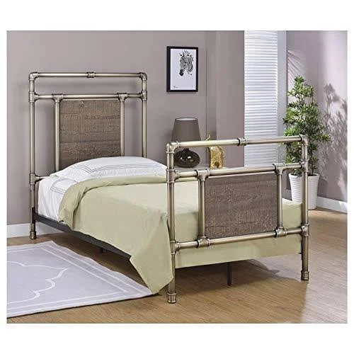 Mantua 1450017 Exmore Metal Headboard Antique Brass - Twin