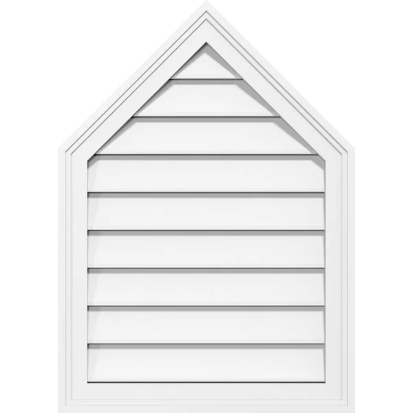 Ekena Millwork GVPPE24X2202SF-14 24x22W x 22x22H Peaked Top Surface Mount PVC Gable Vent 14/12 Pitch: Functional - w/ 2x22W x 1-1