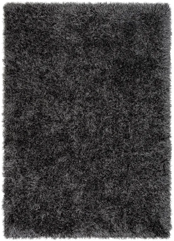 Well Woven Kuki Chie Glam Solid Textured Ultra-Soft Black 5&3 inch x 7&3 inch Two-Tone Shag Area Rug