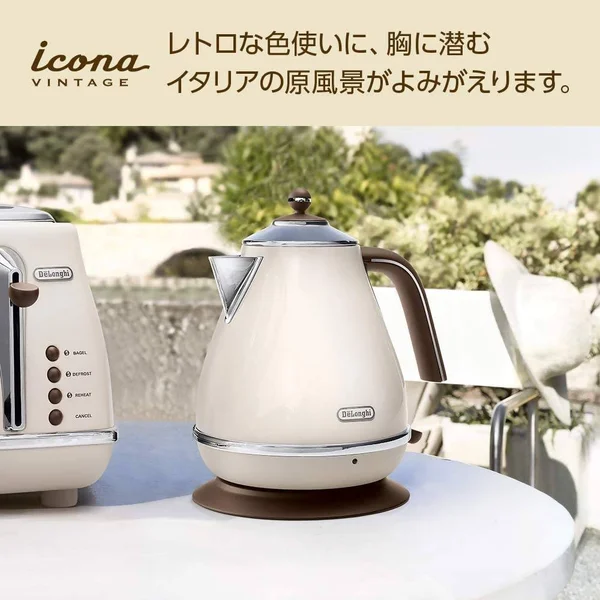 Delonghi Electric Kettle 1.0L Icona Vintage Collection KBOV1200J-BG Dolce Beige