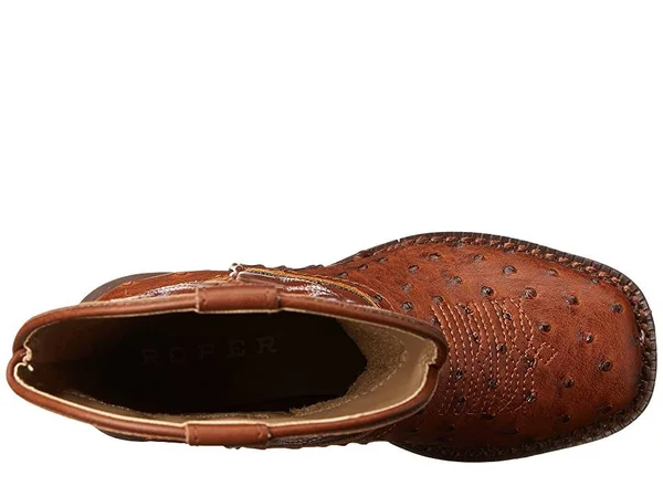 Kids Roper Tan Ostrich Print Cowboy Boots - 09-018-1900-0807
