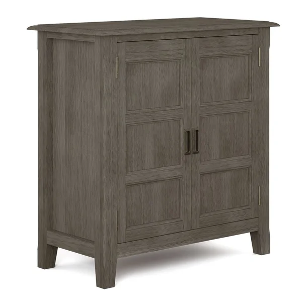 Wyndenhall Portland Solid Wood 30 inch Wide Traditional Low Storage Cabinet - 30x22W x 14x22D x 31x22H - Farmhouse Grey 80914394