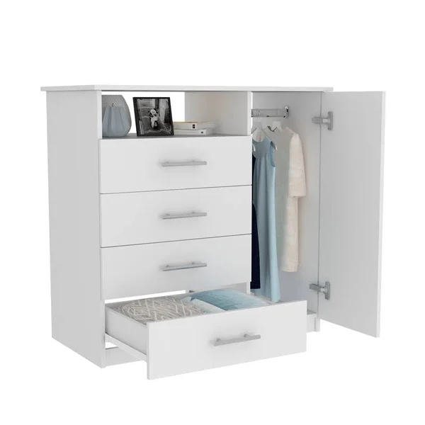 Tuhome Modern Engineered Wood White Peru Four Drawer Dresser - CLB5547