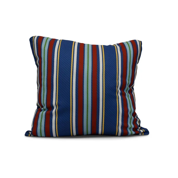 Contemporary Home Living 20x22 Multi-Stripe Azure Blue Decorative Stripe Outdoor Throw Pillow - Down Alternative Filler