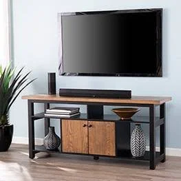 Lanell Console with Storage TV Stand for TVs Up to 64x22 Black/Brown - Aiden Lane