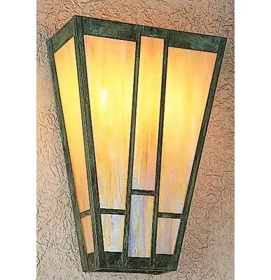 Asheville 2-Light Wall Sconce Arroyo Craftsman Size: 22.75x22 H x 16x22 W x 8x22 D - Color: Mission Brown, Shade Color: Rain Mist