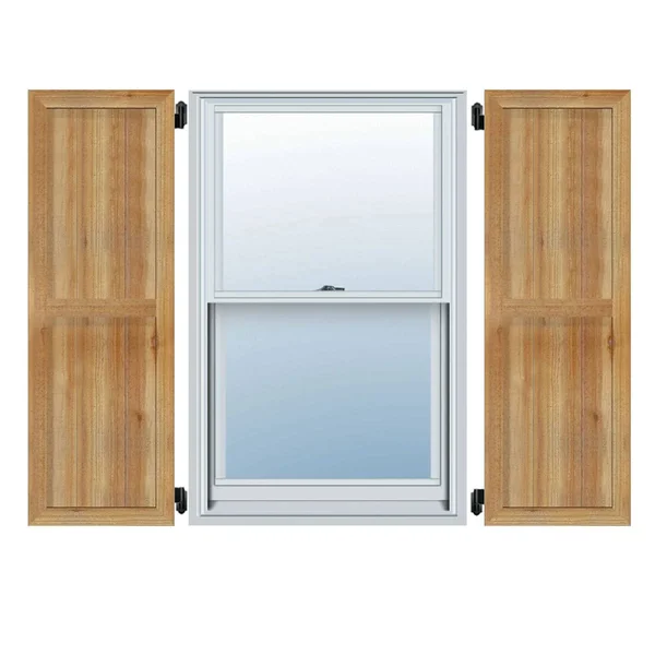 10 3/4x22W x 55x22H TimberCraft Two 5 3/8x22 Boards Framed Board-n-Batten Shutters - Rough Sawn Western Red Cedar (Per Pair)