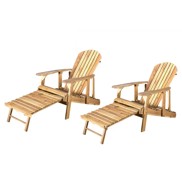 Hayle Reclining Adirondack Chair with Footrest - Set of 2, Brown