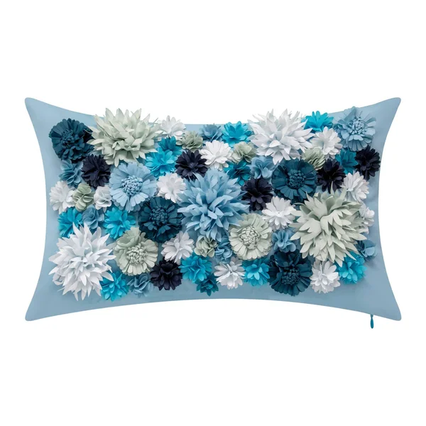 Edie@Home Floral Bouquet Dimensional Indoor & Outdoor Decorative Lumbar Pillow - Blue, 12x20