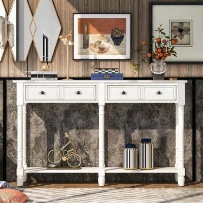 Shameka Console Table Sofa Table Easy Assembly Darby Home Co Color: Ivory White