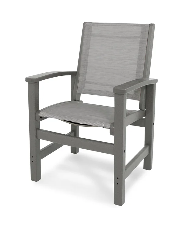 POLYWOOD Coastal Dining Chair in Slate Grey, Metallic Sling