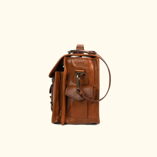 Roosevelt Buffalo Leather Briefcase Bag, Amber