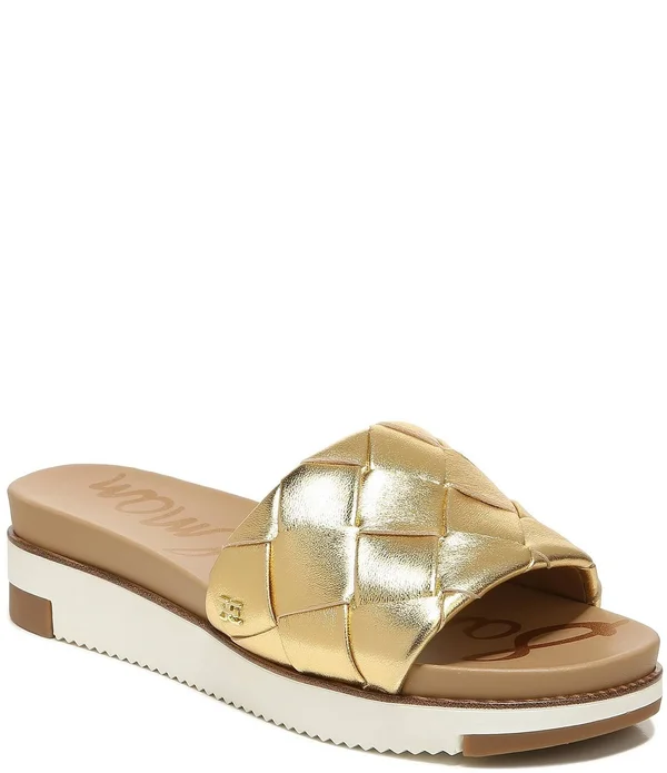 Sam Edelman Adaley Woven Leather Platform Slide Sandals - 9M