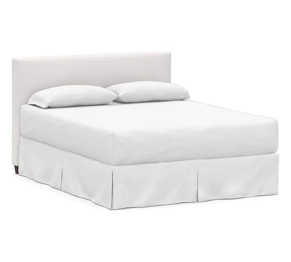 Raleigh Upholstered Square Full Low Headboard Without Nailheads - Twill White - Upholstered Beds - Bedroom Furniture