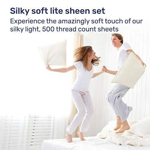 Split King Sheets for Adjustable Bed - Light Blue Color - 500 Thread Count 100% Real Cotton, Silky Sateen Weave 5 Piece Bed Sheet