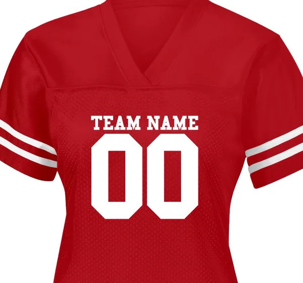 Custom Team Printed Sport - Tek Women's Football Jerseys - Ladies Replica Fan Jersey, Size: S, True Red/White