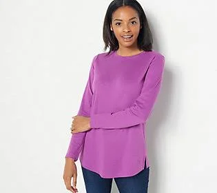 ShWk 10/25 Isaac Mizrahi Live! Essentials PimaCrew Neck Top - Size Large, Wild Berry