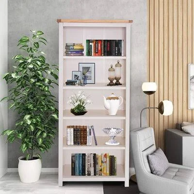 Solid Wood Standard Bookcase Red Barrel Studio Color: Ivory, Size: 69.7x22 H x 35.2x22 W x 13.3x22 D