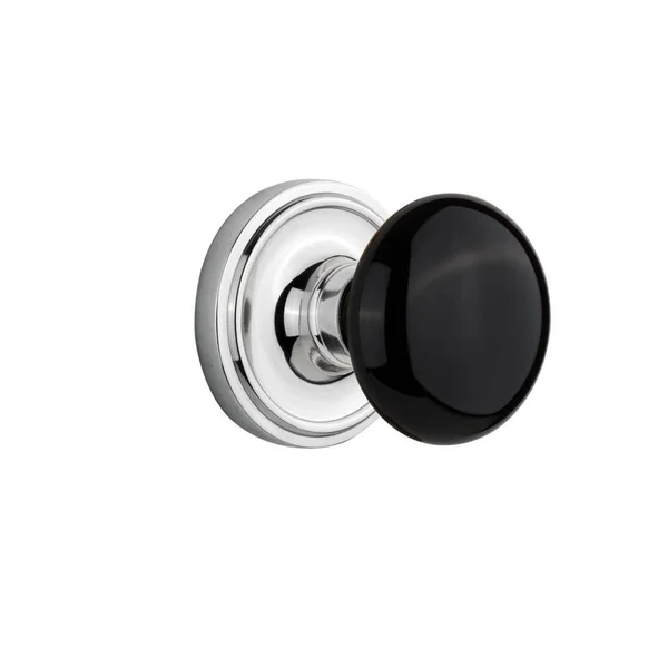 Nostalgic Warehouse 710290 Classic Rosette Privacy Black Porcelain Door Knob - Bright Chrome