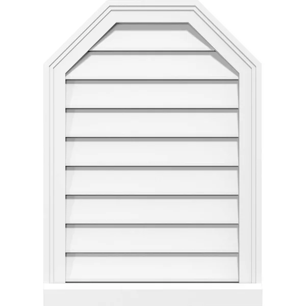 Ekena Millwork GVPOT20X4003SF 20x22W x 40x22H Octagonal Top Surface Mount PVC Gable Vent: Functional - w/ 2x22W x 2x22P Brickmoul