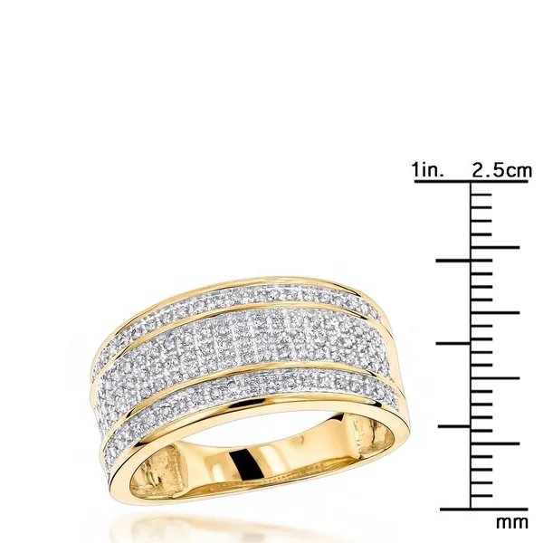 Luxurman 10K Gold Men's 2/5ct TDW 5-Row Diamond Ring - White - 9.5