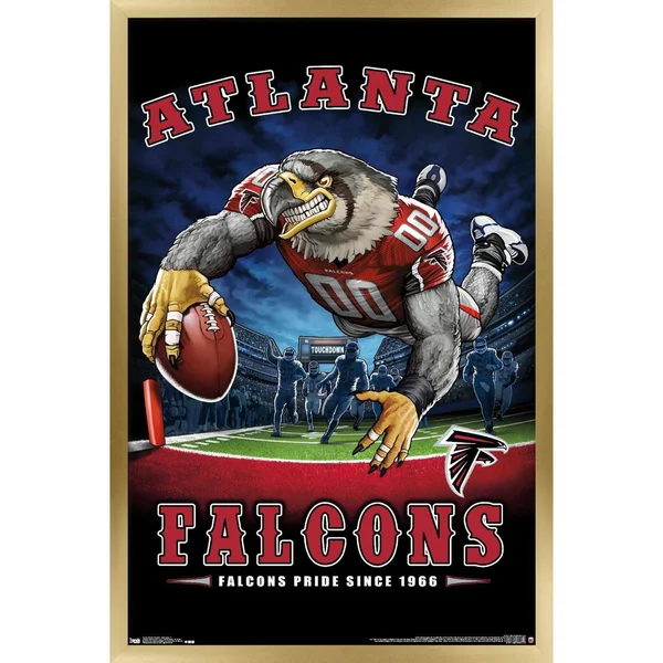 Trends International NFL Atlanta Falcons - End Zone 17 Framed Wall Poster Prints Gold Framed Version 14.725x22 x 22.375x22