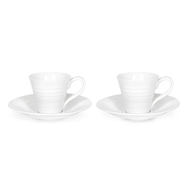 Portmeirion Sophie Conran White Espresso Cup and Saucer 0.08L (Pair)