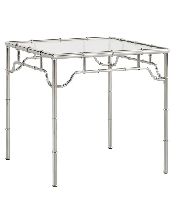 Inspire Q Gennadi Metal End Table with Glass Top - Silver