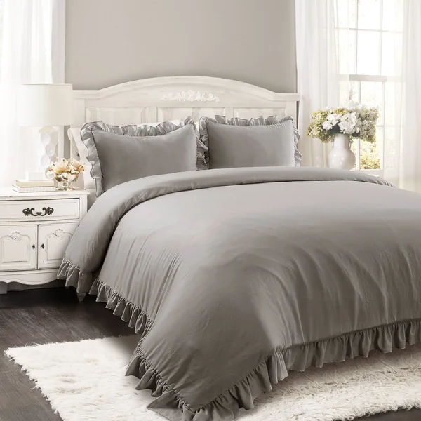 Lush Decor Reyna Comforter Gray 3-Piece Full/Queen Set