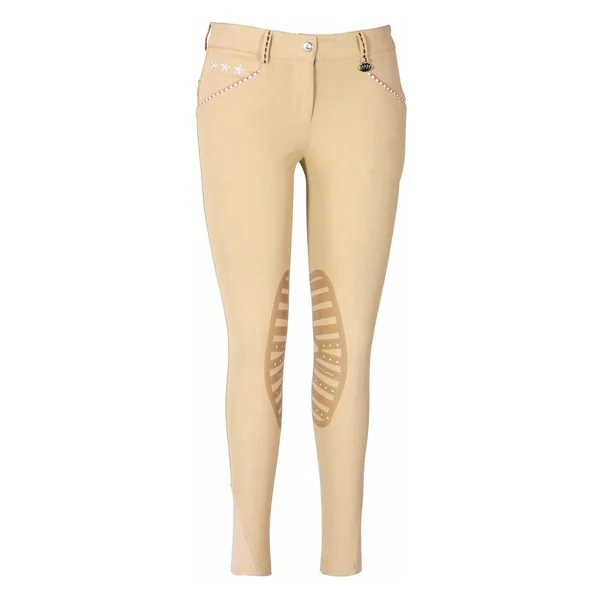 Equine Couture Stars and Stripes Knee Patch Ladies Breeches - Safari