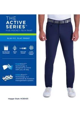 Haggar Dark Gray The Active Series Slim Fit Flat Front 5-Pocket Tech Pants