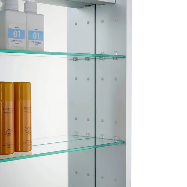 Bathroom Medicine Cabinet, Aluminum, Recessed/Surface Mount, 24 inch x 30 inch, 2 Door Hinged, Mirrored w/ 2 LED Strips, Size: 2