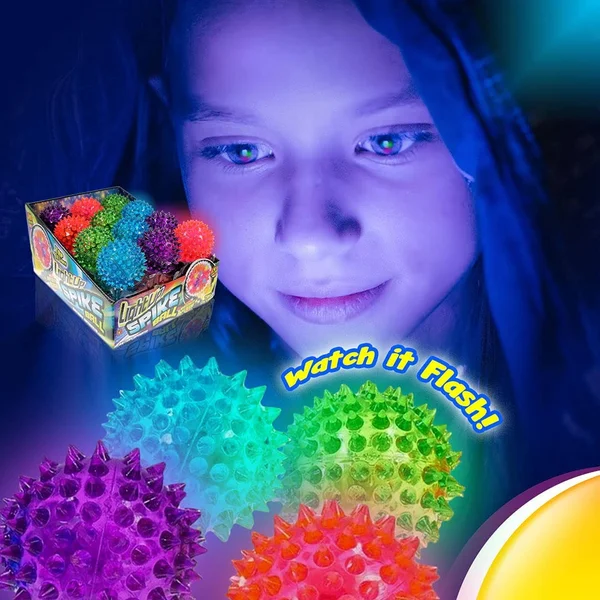 Ja-Ru Light Up Spike Rubber Ball (Pack of 24 with Display Box) and 1 Collectable