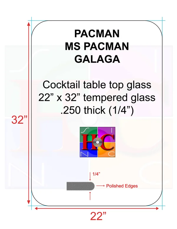 RetroArcade.us Replacement Cocktail Table Top Glass with 3.5 in Radius: Fits Bally/Midway Tables Plus Other Aftermarket Arcade C