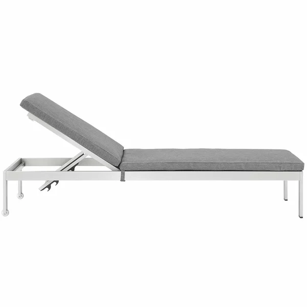 Modway Shore Outdoor Patio Aluminum Chaise with Cushions Silver Orange