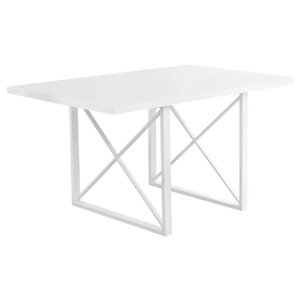 Monarch Dining Table 36 inchx 60 inch - White Glossy, White Metal