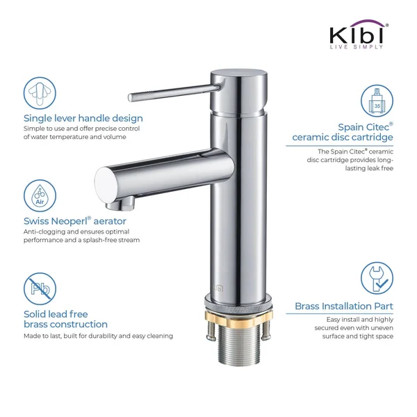 Solid Brass Single Hole Bathroom Faucet with Pop Up Drain Matte Black