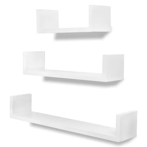 vidaXL 3 Green MDF U-Shaped Floating Wall Display Shelves Book/DVD Storage