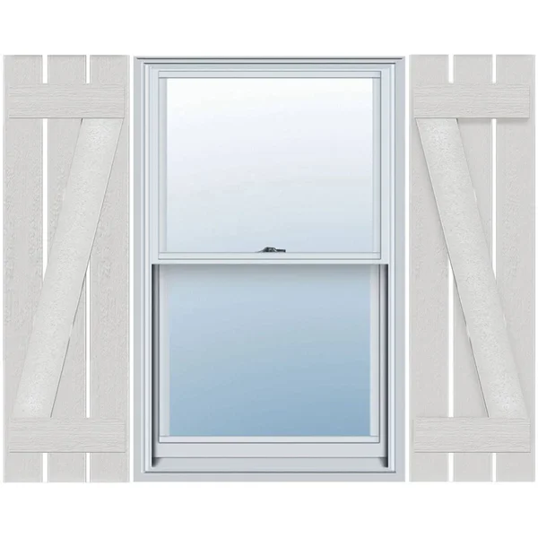 Ekena Millwork FBS06Z17X059RUF 17 1/8x22W x 59x22H Rustic Three Board Spaced Board-n-Batten Faux Wood Shutters w/Z-Board (Per Pa