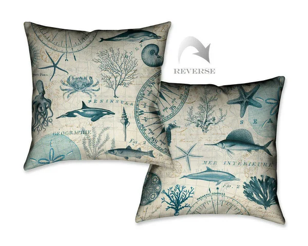 Laural Home Ocean Life Throw Pillow - Beige